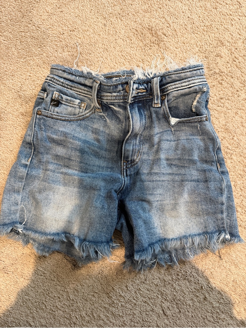 KanCan Distressed Frayed Hem Light Blue Denim Shorts